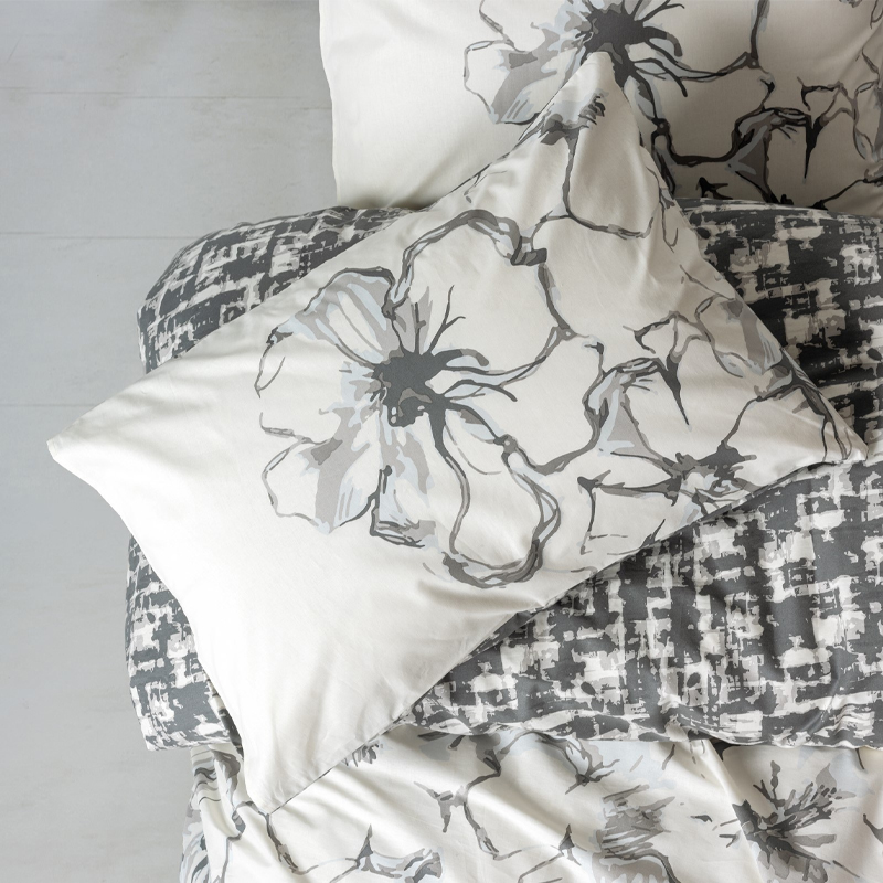 Σετ παπλωματοθήκη Hilaris Cotton Box 4 τμχ Διπλή (200x220) χρώμα ανθρακί