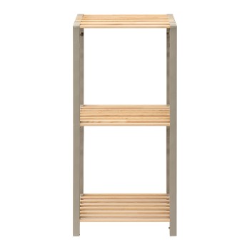 Ραφιέρα δαπέδου - Κομοδίνο ξύλινο - πλαστικό χρώμα φυσικό - μπεζ 37x29x79εκ.