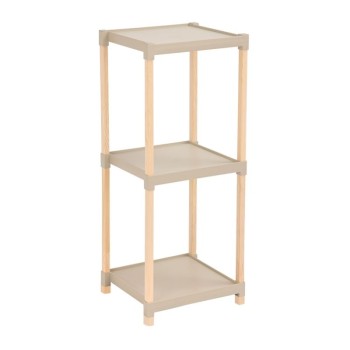 Ραφιέρα δαπέδου πλαστική - ξύλινη χρώμα φυσικό - μπεζ 28x25x72εκ.