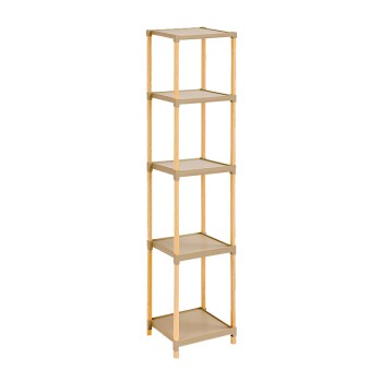 Ραφιέρα δαπέδου πλαστική - ξύλινη χρώμα φυσικό - μπεζ 28x25x137εκ.