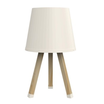 Φωτιστικό επιτραπέζιο ξύλινο - πλαστικό χρώμα μπεζ Ø18x34εκ.