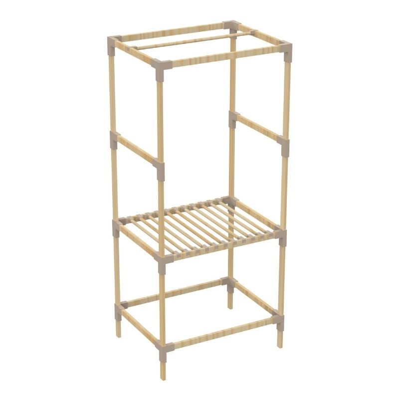 Ντουλάπα ρούχων ανοιχτή - Έπιπλο εισόδου ξύλινο - πλαστικό χρώμα φυσικό - μπεζ 75x46x156εκ.