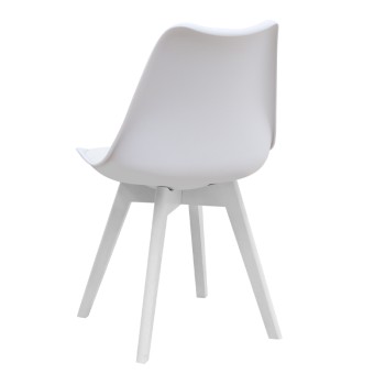 Καρέκλα τραπεζαρίας Viva Megapap PP - PU λευκό - ξύλινο λευκό πόδι 48,5x54x80εκ.