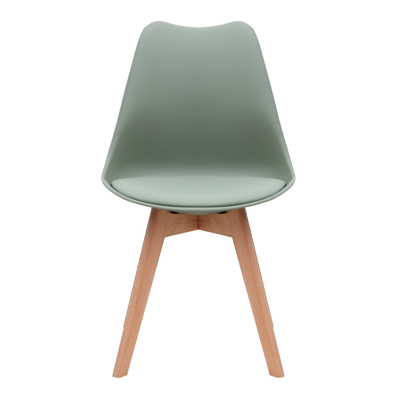 Καρέκλα τραπεζαρίας Viva Megapap PP - PU φυστικί - ξύλινο φυσικό πόδι 48,5x54x80εκ.