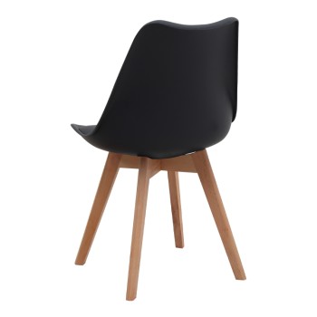 Καρέκλα τραπεζαρίας Viva Megapap PP - PU μαύρο - ξύλινο φυσικό πόδι 48,5x54x80εκ.