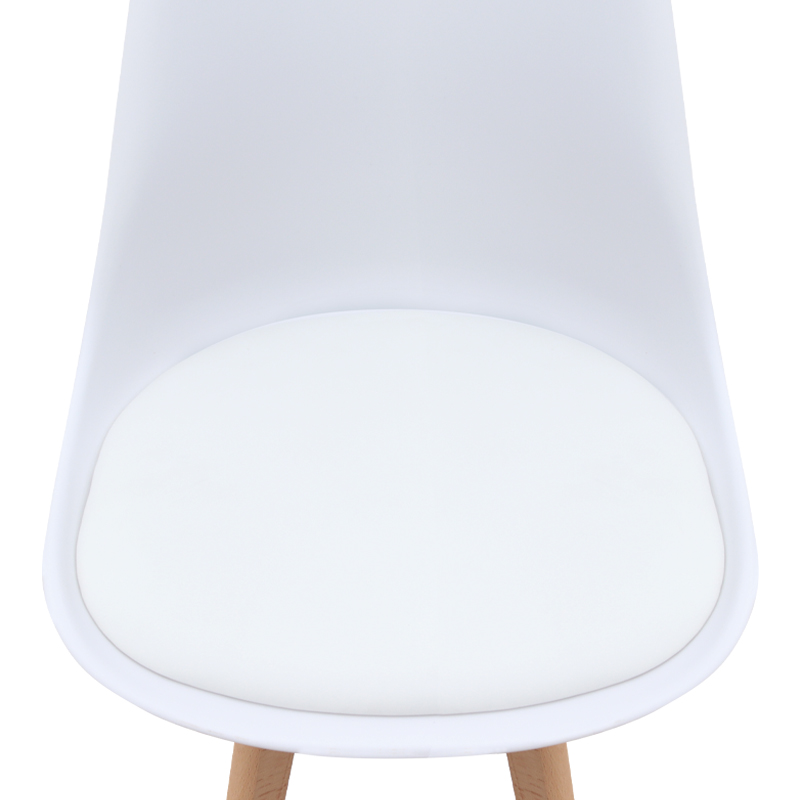 Καρέκλα τραπεζαρίας Viva Megapap PP - PU λευκό - ξύλινο φυσικό πόδι 48,5x54x80εκ.