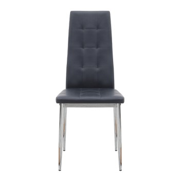 Καρέκλα τραπεζαρίας Rosa Megapap μαύρο PU - μεταλλικό πόδι χρωμίου 41x48x98εκ.