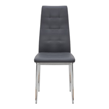 Καρέκλα τραπεζαρίας Rosa Megapap γκρι PU - μεταλλικό πόδι χρωμίου 41x48x98εκ.
