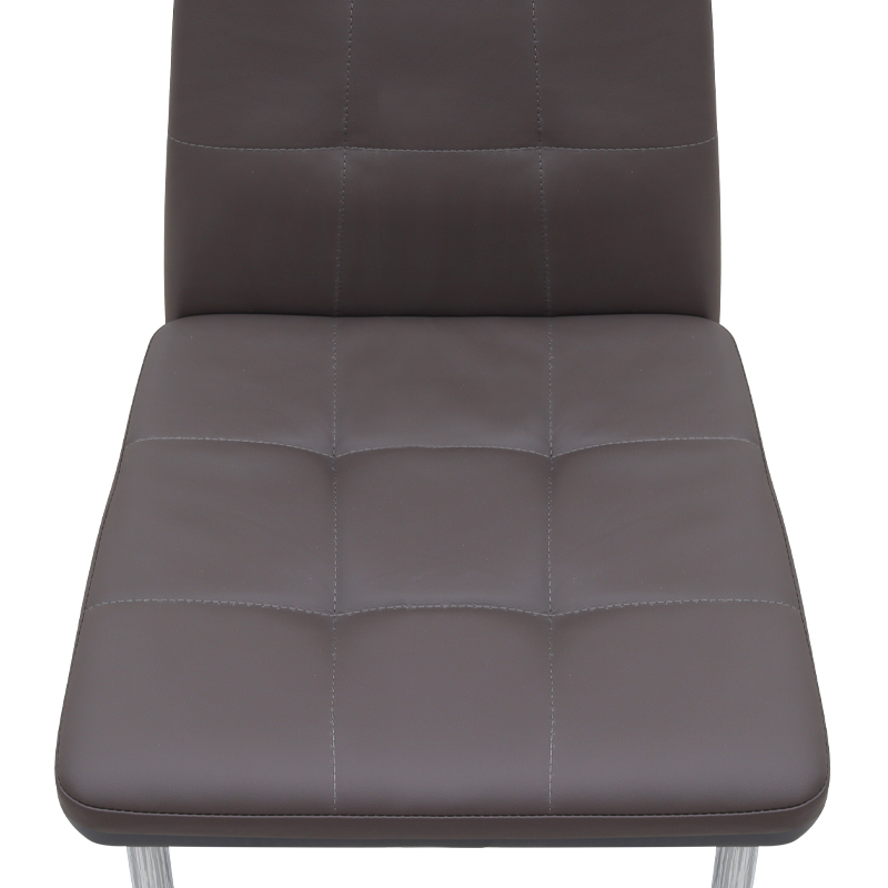 Καρέκλα τραπεζαρίας Rosa Megapap καφέ PU - μεταλλικό πόδι χρωμίου 41x48x98εκ.