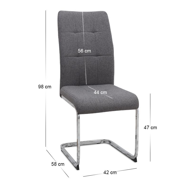 Καρέκλα τραπεζαρίας Laura Megapap γκρι ύφασμα - μεταλλική βάση χρωμίου 42x58x98εκ.