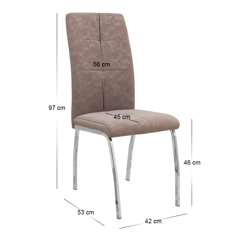 Καρέκλα τραπεζαρίας Alma Megapap μπεζ PU - μεταλλικό πόδι χρωμίου 42x53x97εκ.