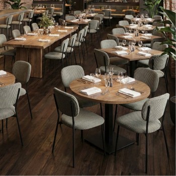 Καρέκλα τραπεζαρίας Kevin Megapap λαδί ύφασμα - μεταλλικό μαύρο πόδι 48x51x87εκ.