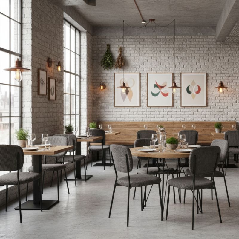 Καρέκλα τραπεζαρίας Kevin Megapap γκρι ύφασμα - μεταλλικό μαύρο πόδι 48x51x87εκ.