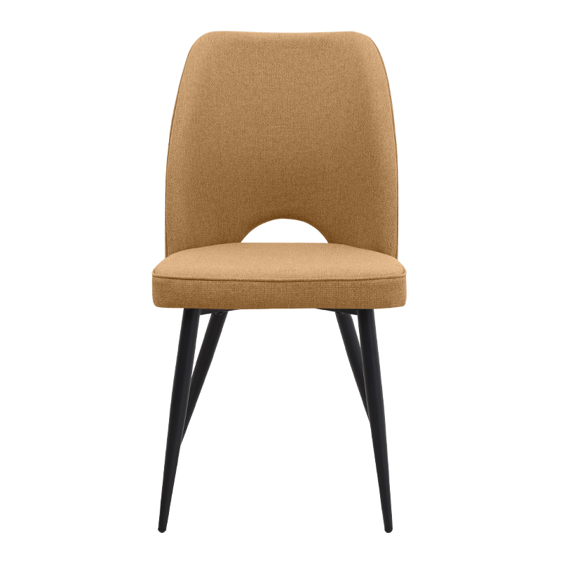 Καρέκλα τραπεζαρίας Christy Megapap μουσταρδί ύφασμα - μεταλλικό μαύρο πόδι 47x59x90εκ.
