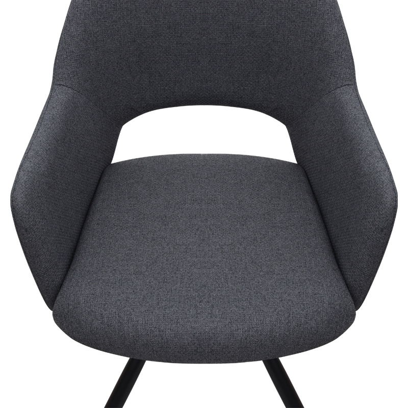 Πολυθρόνα τραπεζαρίας Gabriel Megapap γκρι ύφασμα - μεταλλικό μαύρο πόδι 58x60x85εκ.