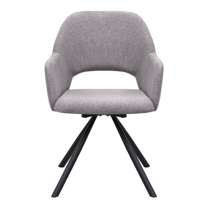 Πολυθρόνα τραπεζαρίας Gabriel Megapap ανοιχτό μπεζ ύφασμα - μεταλλικό μαύρο πόδι 58x60x85εκ.