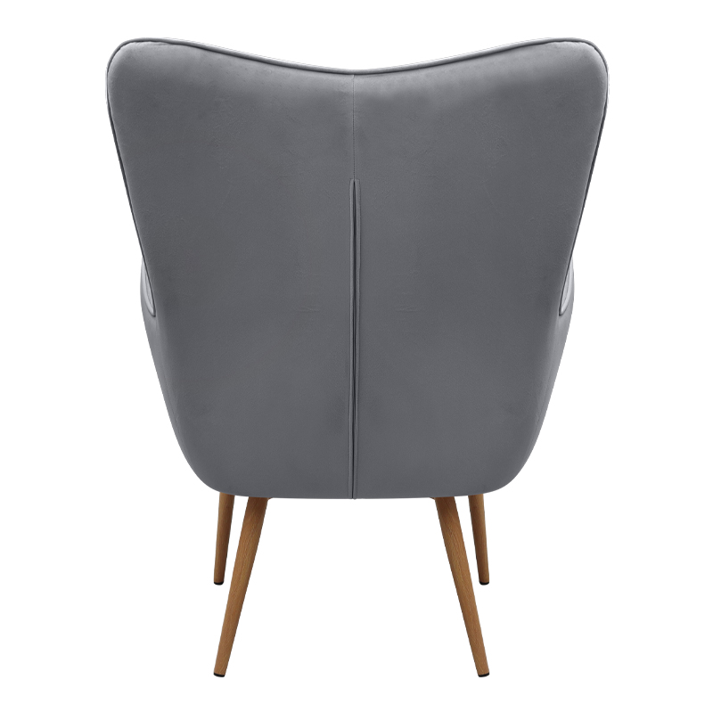 Πολυθρόνα - Μπερζέρα με υποπόδιο Lily Megapap γκρι βελούδο - μεταλλικό πόδι χρώμα φυσικό 70x62x98εκ.