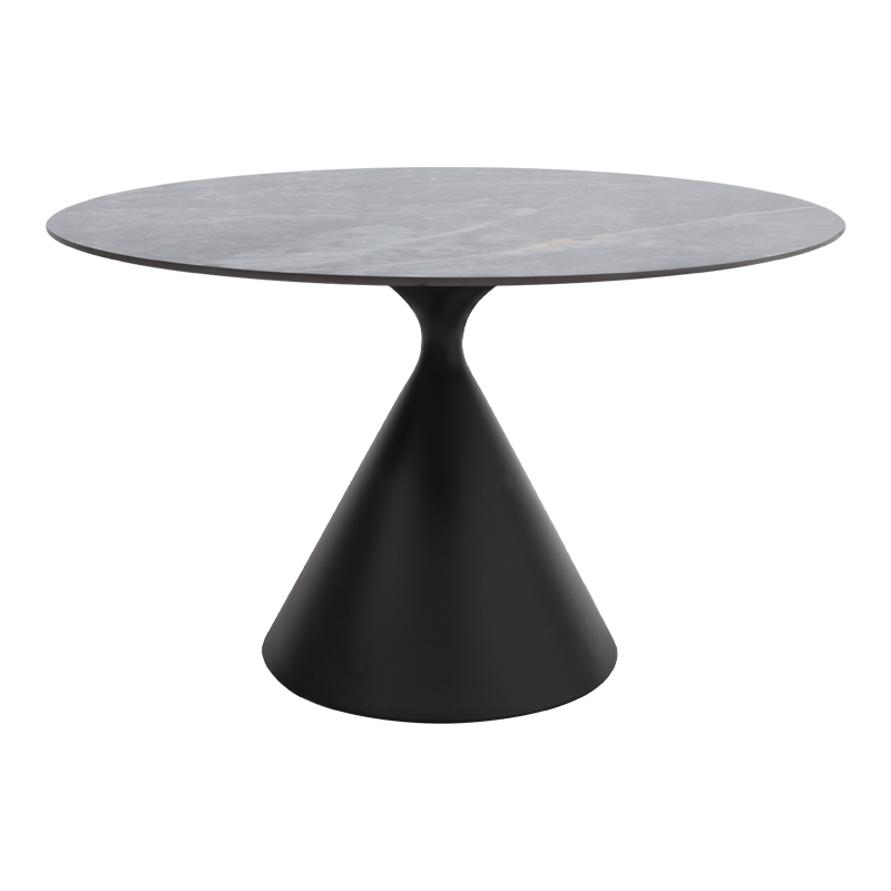 Τραπέζι Logan Megapap sintered stone - μέταλλο χρώμα γκρι εφέ μαρμάρου - μαύρο Ø120x72εκ.