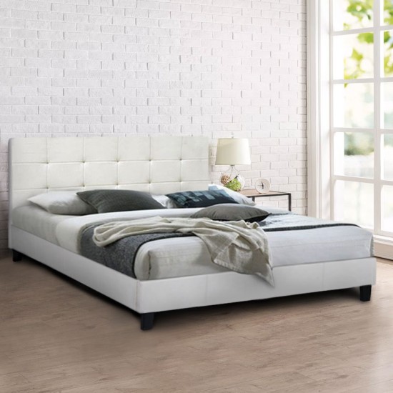 Κρεβάτι Sissy Megapap από τεχνόδερμα χρώμα λευκό 160x200εκ. Κρεβάτι Sissy Megapap από τεχνόδερμα χρώμα λευκό 160x200εκ.