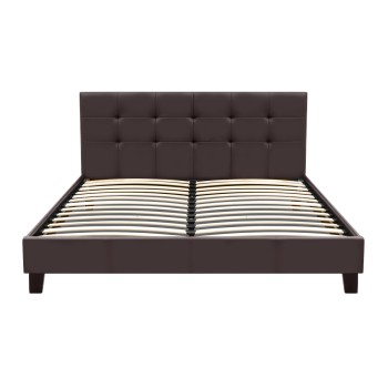 Κρεβάτι Sissy Megapap από τεχνόδερμα χρώμα καφέ 160x200εκ.