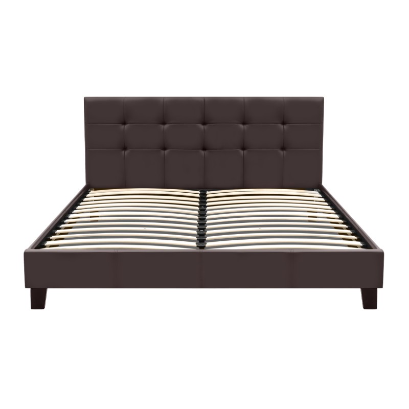 Κρεβάτι Sissy Megapap από τεχνόδερμα χρώμα καφέ 160x200εκ.