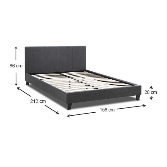 Κρεβάτι Flat Megapap υφασμάτινο χρώμα ανθρακί 150x200εκ. Κρεβάτι Flat Megapap υφασμάτινο χρώμα ανθρακί 150x200εκ.