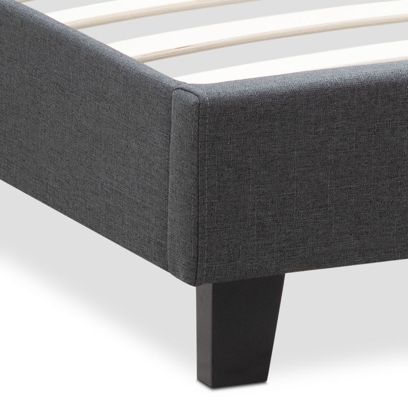 Κρεβάτι Flat Megapap υφασμάτινο χρώμα ανθρακί 120x200εκ.