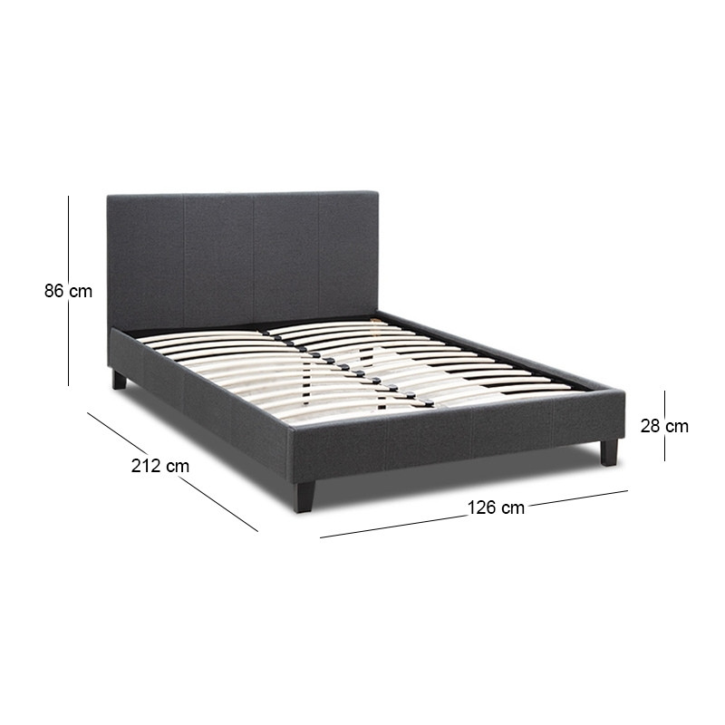 Κρεβάτι Flat Megapap υφασμάτινο χρώμα ανθρακί 120x200εκ.
