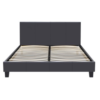 Κρεβάτι Flat Megapap από τεχνόδερμα χρώμα μαύρο ματ 160x200εκ.