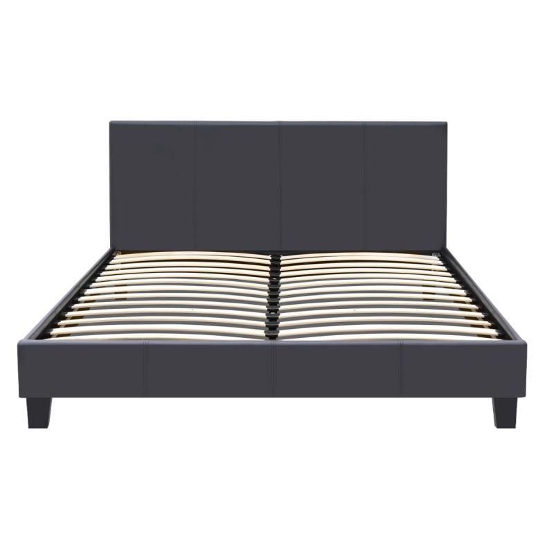 Κρεβάτι Flat Megapap από τεχνόδερμα χρώμα μαύρο ματ 160x200εκ.