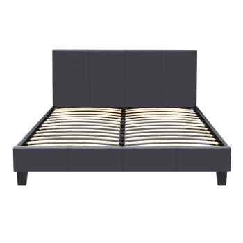 Κρεβάτι Flat Megapap από τεχνόδερμα χρώμα μαύρο ματ 150x200εκ.