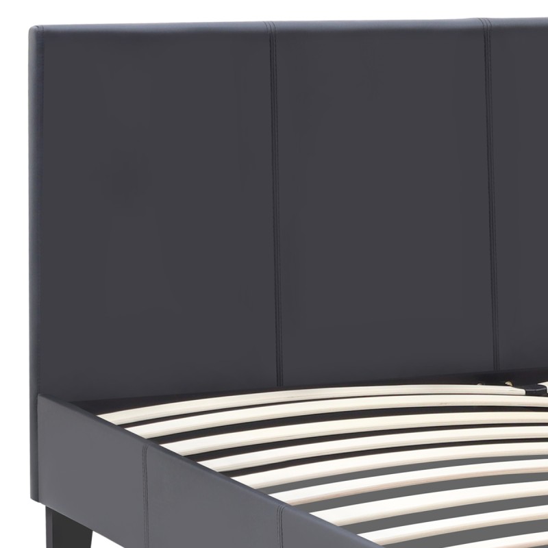 Κρεβάτι Flat Megapap από τεχνόδερμα χρώμα μαύρο ματ 150x200εκ.