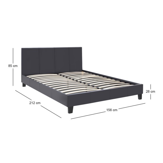 Κρεβάτι Flat Megapap από τεχνόδερμα χρώμα μαύρο ματ 150x200εκ. Κρεβάτι Flat Megapap από τεχνόδερμα χρώμα μαύρο ματ 150x200εκ.