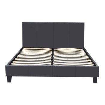 Κρεβάτι Flat Megapap από τεχνόδερμα χρώμα μαύρο ματ 140x190εκ.