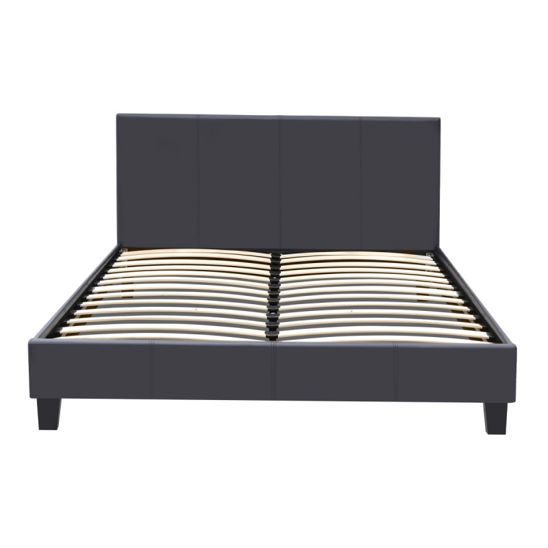 Κρεβάτι Flat Megapap από τεχνόδερμα χρώμα μαύρο ματ 140x190εκ.