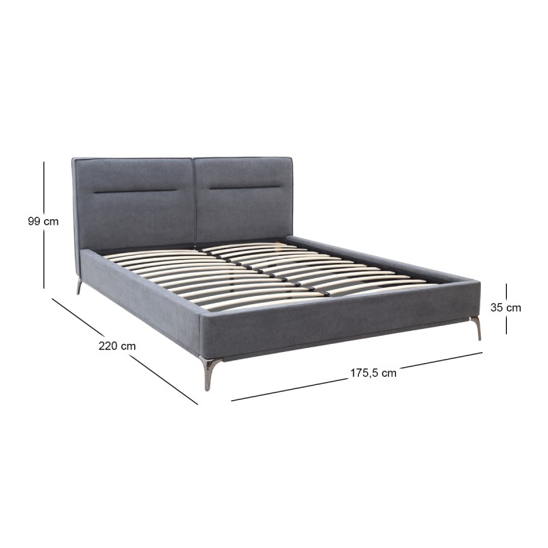 Κρεβάτι Megan Megapap υφασμάτινο χρώμα ανθρακί 160x200εκ.