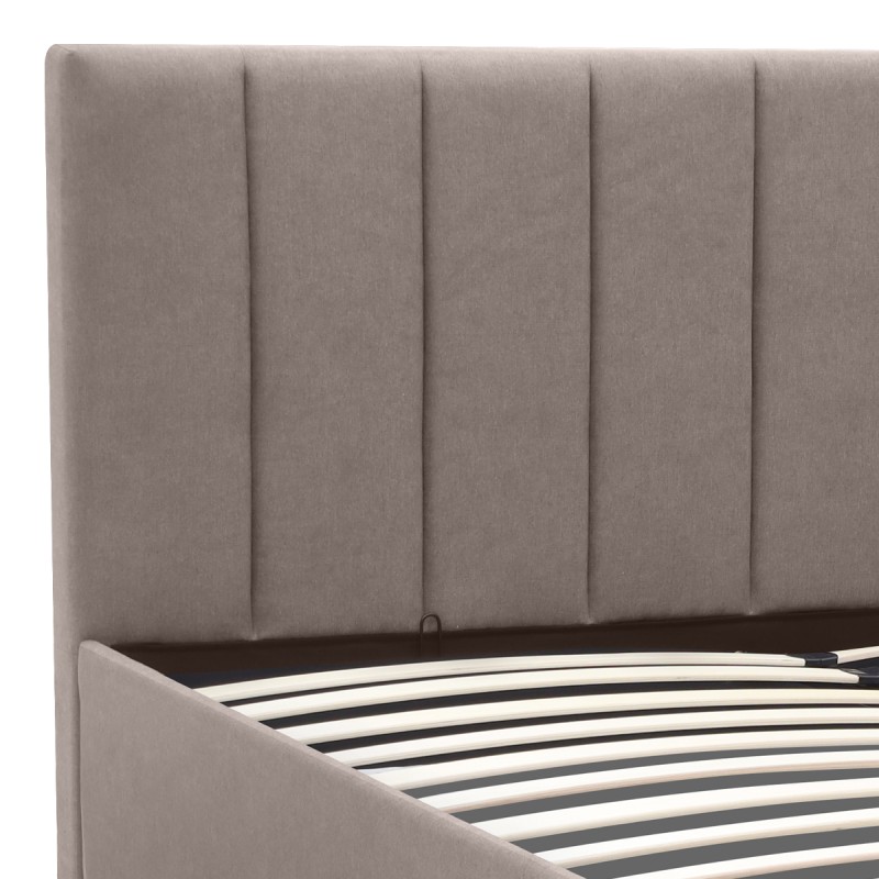 Κρεβάτι Renata Megapap υφασμάτινο με αποθηκευτικό χώρο χρώμα μπεζ 160x200εκ.