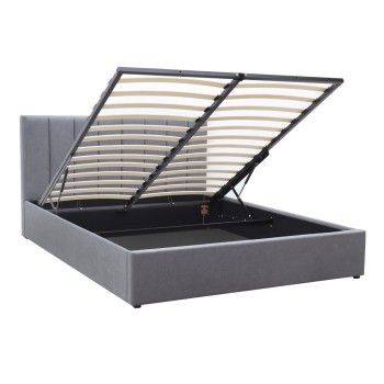 Κρεβάτι Renata Megapap υφασμάτινο με αποθηκευτικό χώρο χρώμα γκρι 160x200εκ.