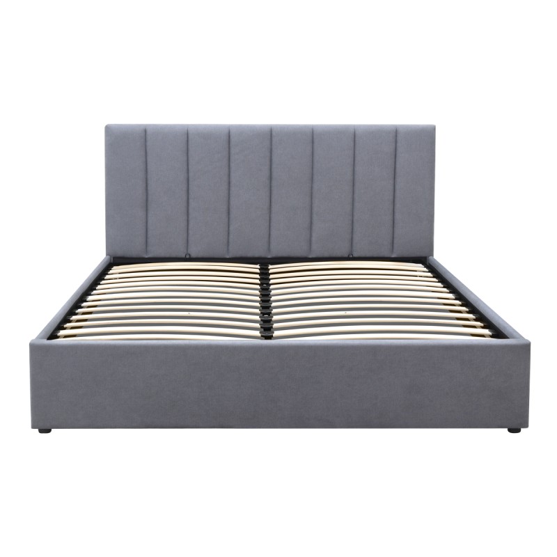 Κρεβάτι Renata Megapap υφασμάτινο με αποθηκευτικό χώρο χρώμα γκρι 160x200εκ.