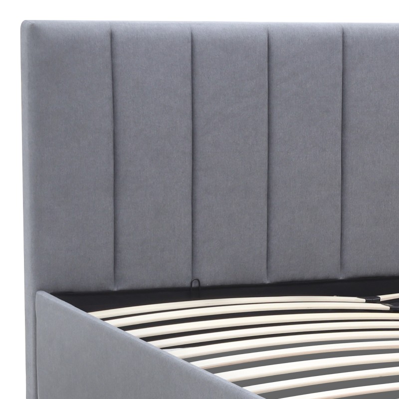 Κρεβάτι Renata Megapap υφασμάτινο με αποθηκευτικό χώρο χρώμα γκρι 160x200εκ.