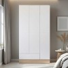 Ντουλάπα ρούχων Base Megapap τρίφυλλη με συρτάρια χρώμα λευκό - sonoma 103x52x198εκ.