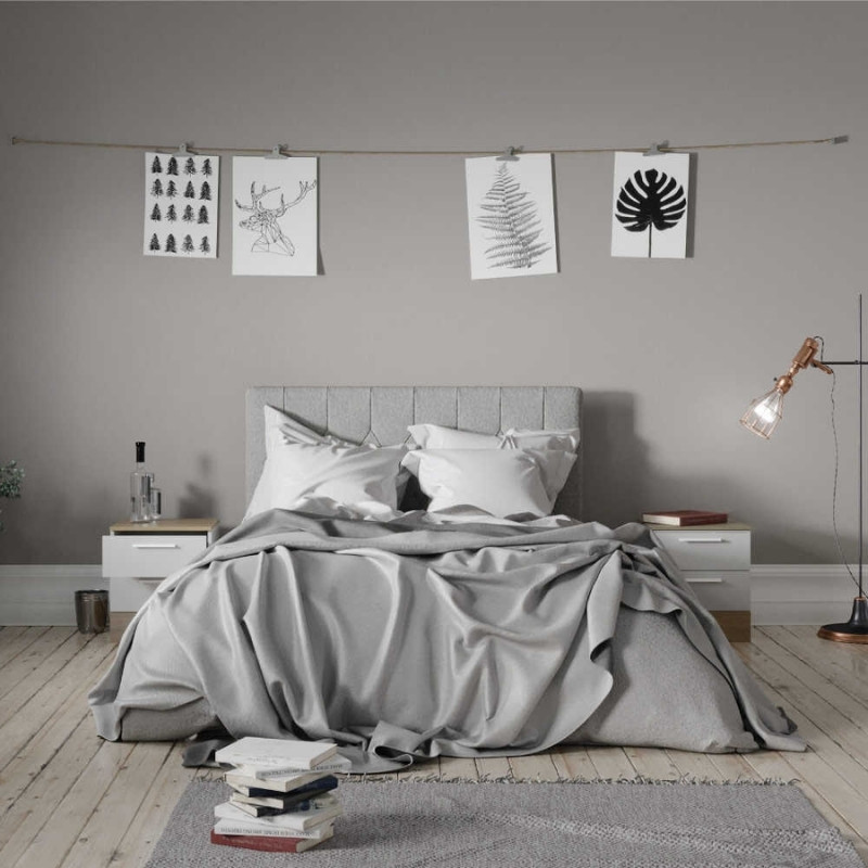 Κομοδίνo Base Megapap χρώμα λευκό - sonoma 45x40x52εκ.