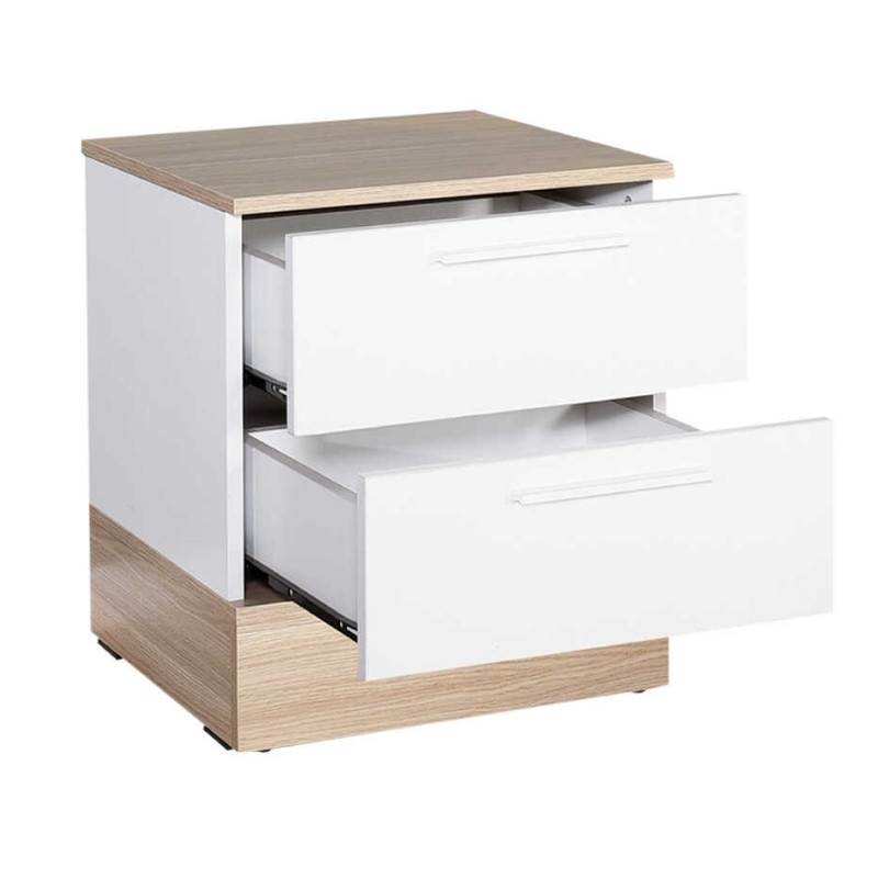 Κομοδίνo Base Megapap χρώμα λευκό - sonoma 45x40x52εκ.