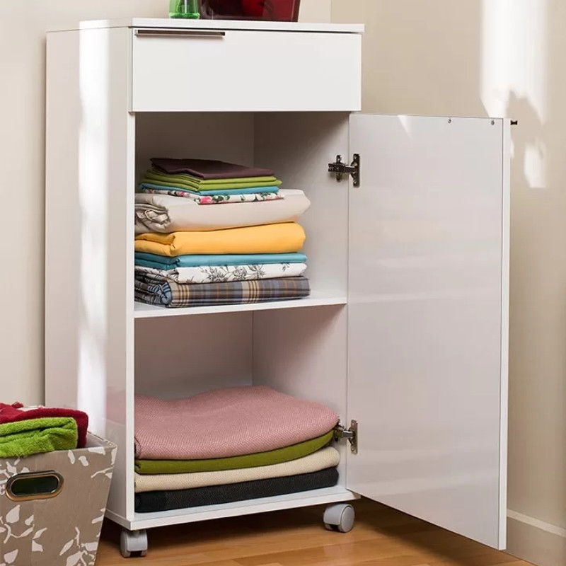 Ντουλάπι Diamond Megapap τροχήλατο χρώμα λευκό gloss 50x40x100εκ.