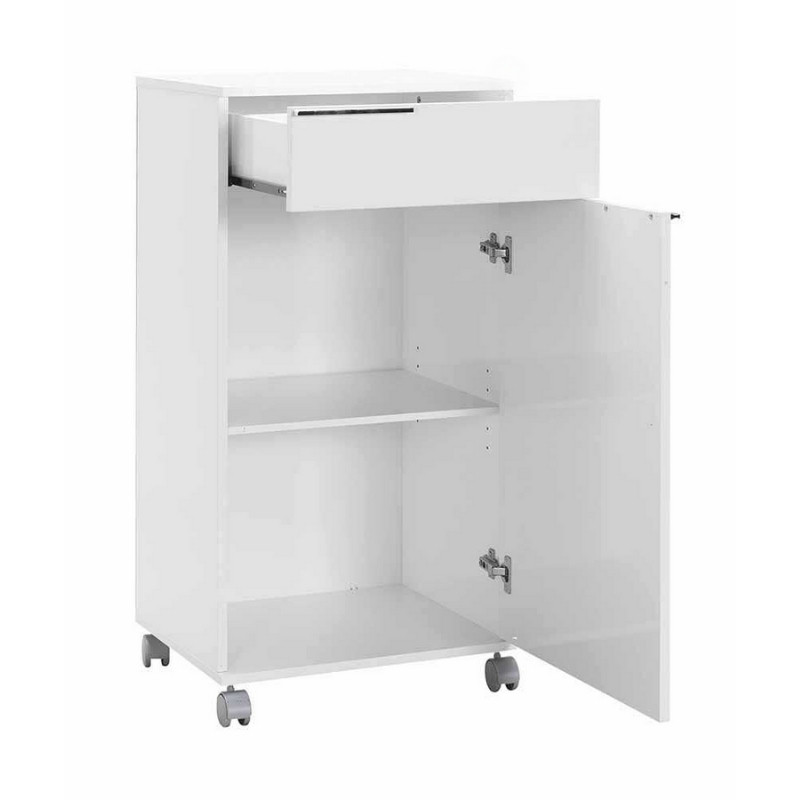 Ντουλάπι Diamond Megapap τροχήλατο χρώμα λευκό gloss 50x40x100εκ.