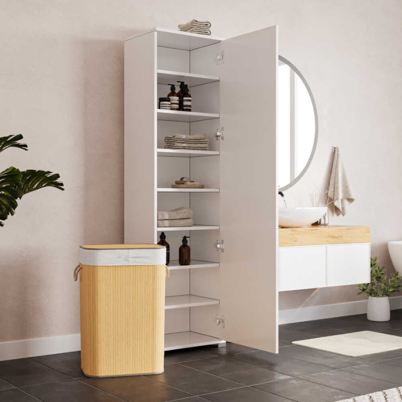 Ντουλάπα ρούχων - παπουτσοθηκη 16 ζευγών Diamond Megapap μονόφυλλη χρώμα λευκό gloss 50x35x187εκ.