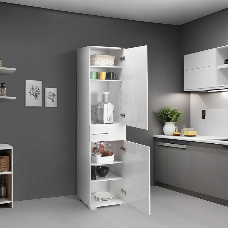 Ντουλάπα ρούχων - παπουτσοθήκη 12 ζεύγων Diamond Megapap μονόφυλλη χρώμα λευκό gloss 45x40x187εκ.