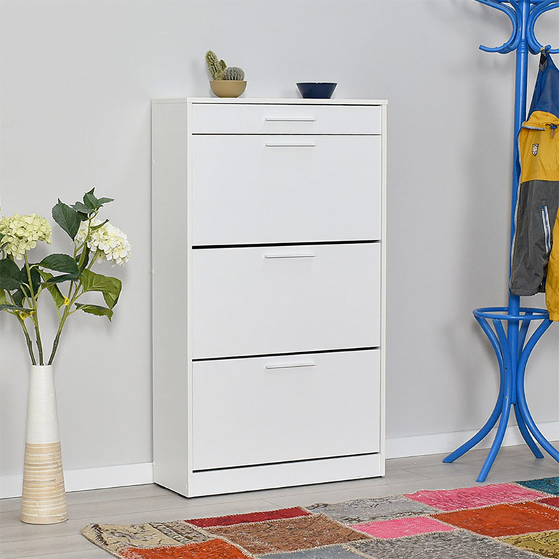 Παπουτσοθήκη Flat Megapap 18 ζεύγων χρώμα λευκό 75x29x128εκ.