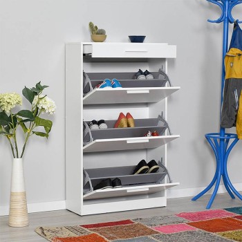 Παπουτσοθήκη Flat Megapap 18 ζεύγων χρώμα λευκό 75x29x128εκ.