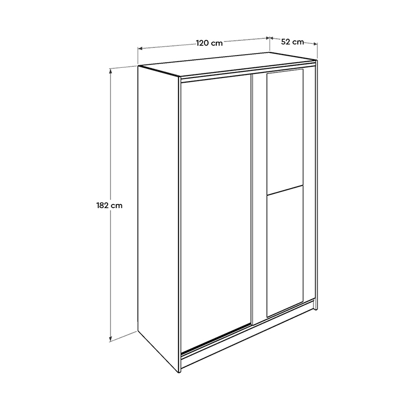 Ντουλάπα ρούχων Slide Megapap συρόμενη με καθρέπτη χρώμα sonoma 120x52x182εκ.
